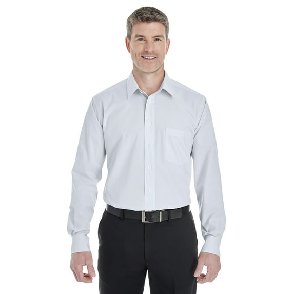 Devon & Jones Men's Crown Woven Collection Striped Shirt - DG534 - SILVER/ WHITE S