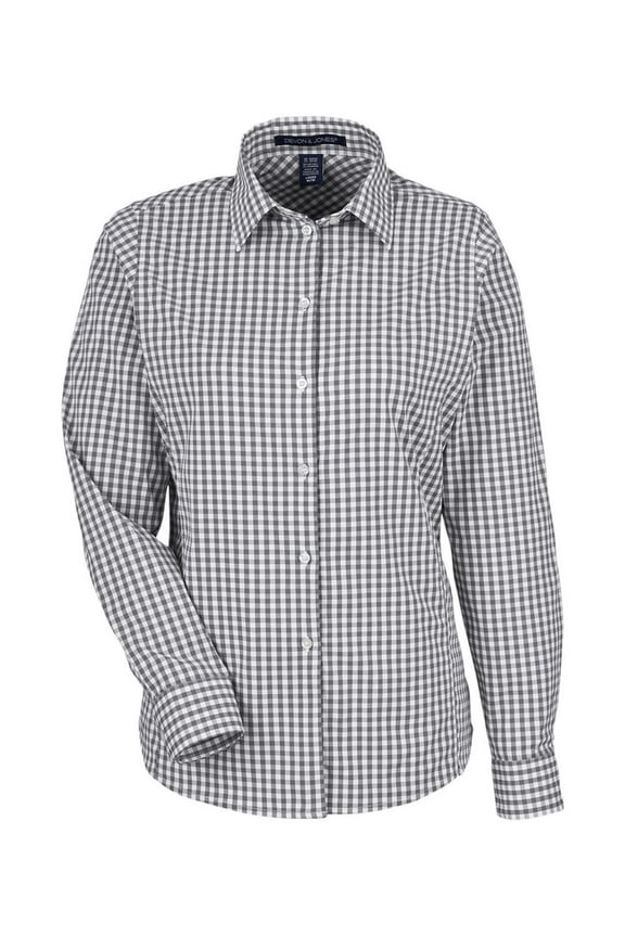 DG536W Women's CrownLux Performance Gingham Dress Shirt-Graphite/ White-XS