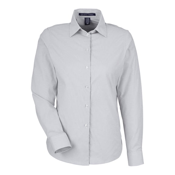 Devon & Jones DG537W Women's CrownLux Performance Microstripe Dress Shirt-Graphite/ White-S