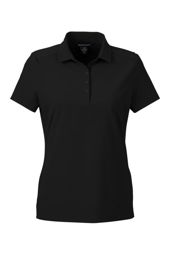 Devon & Jones DG110W Women's CrownLux Performance Windsor Welded Polo-Black-M