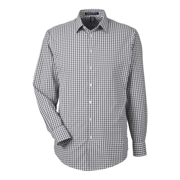 Devon & Jones DG536 Men's CrownLux Performance Gingham Dress Shirt-Graphite/ White-3XL
