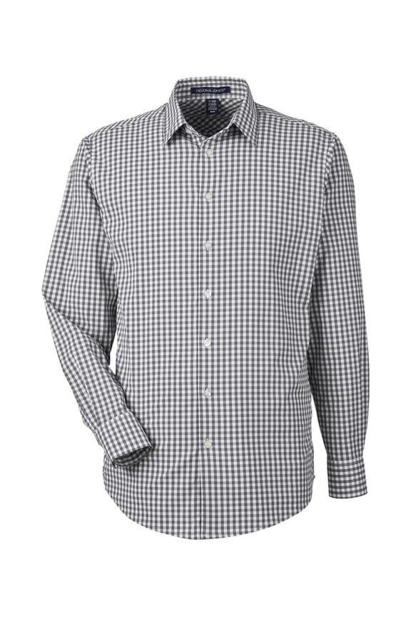 Devon & Jones - CrownLux Performance Men's Gingham Shirt - DG536 - GRAPHITE/WHITE - XL