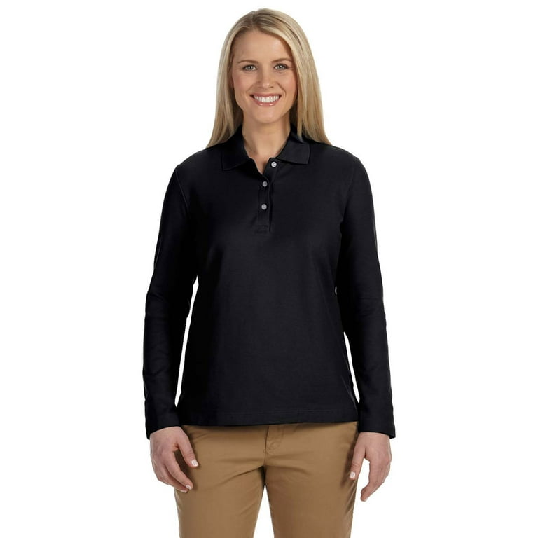 Black polo discount shirt womens walmart