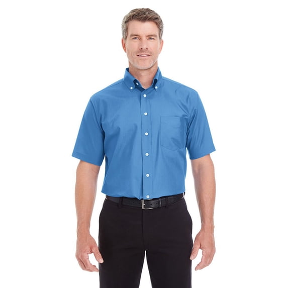 Devon & Jones D620S Men's Crown Collection Solid Broadcloth Short-Sleeve Shirt, 2XL, FRENCH BLUE