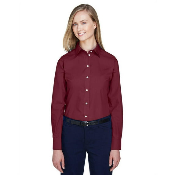Devon & Jones D620W Women's Crown Collection Broadcloth Woven Dress Shirt-Burgundy-XS