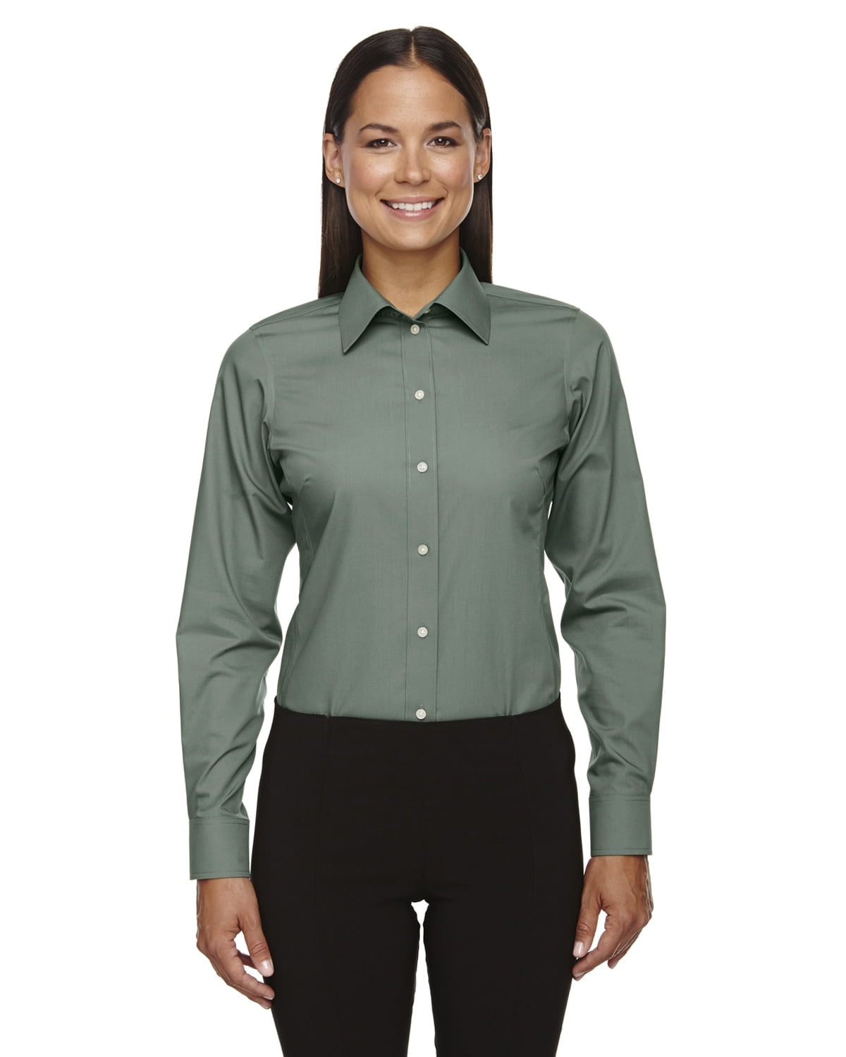 Devon & Jones Ladies Crown Collection Solid Broadcloth Shirt - Non-Iron, Princess Seams, Feminine Fit - View #2