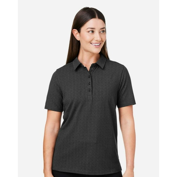 Devon & Jones DG101W Women's Crownlux Performance Geo Polo-Black/ Graphite-S
