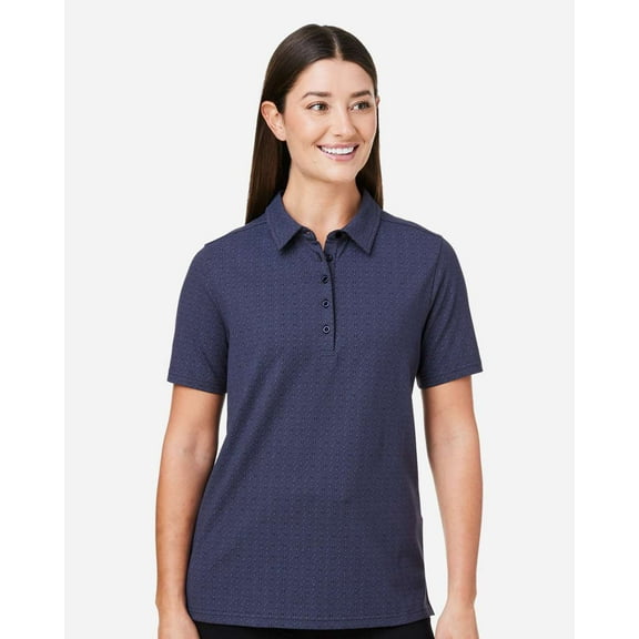Devon & Jones DG101W Women's Crownlux Performance Geo Polo-Navy/ French Blue-S