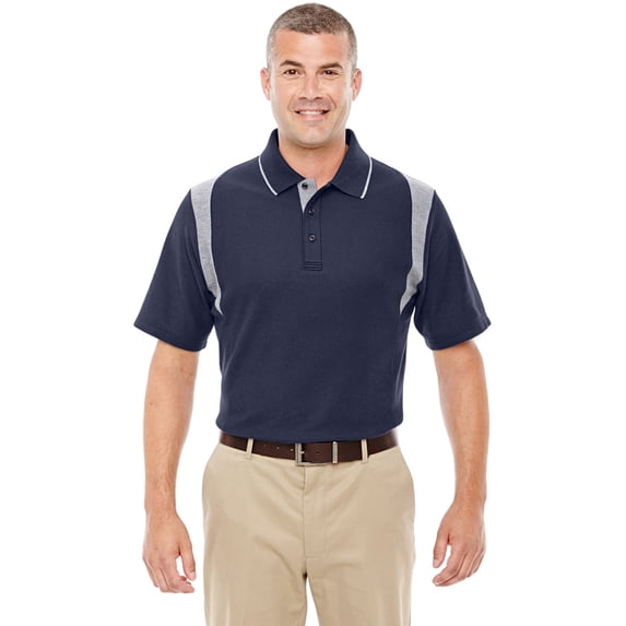 Devon & Jones DG180 Men's Colorblock Polo Shirt - Navy/Grey Hthr - Medium