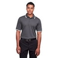 thumbnail image 1 of Devon & Jones DG20C Men's CrownLux Performance Plaited Tipped Polo-Graphite/ White-L, 1 of 3
