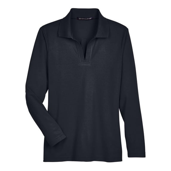 Devon & Jones DG20LW CrownLux Performance™ Ladies' Plaited Long Sleeve Polo (2 PACK)