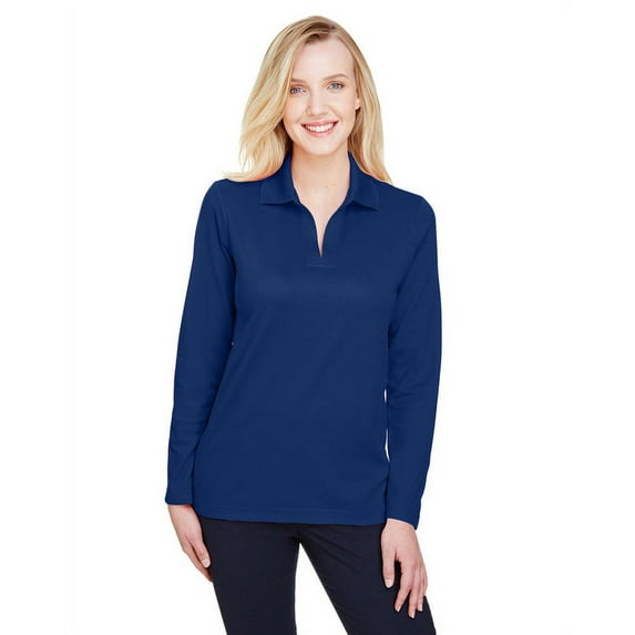 Devon & Jones DG20LW Women's CrownLux Performance Plaited Long Sleeve Polo-True Royal-XL