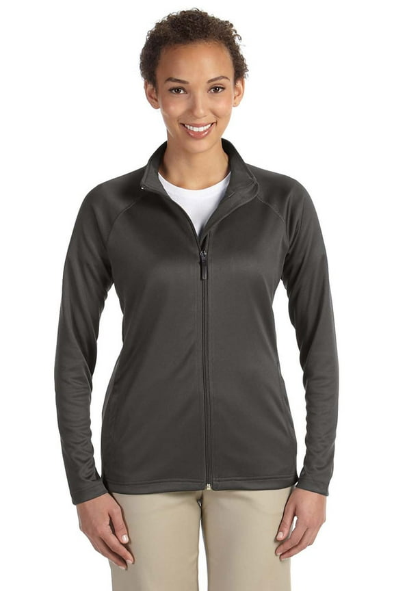 DG420W Ladies Stretch Tech-Shell Compass Full-Zip - Dk Grey Heather - Medium