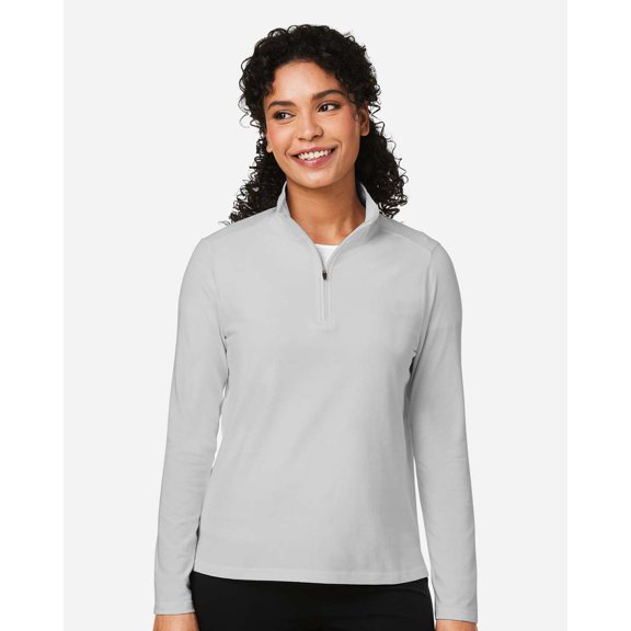 Devon & Jones DG425W Women's Raleigh Stretch Quarter-Zip Pullover-Grey-3XL