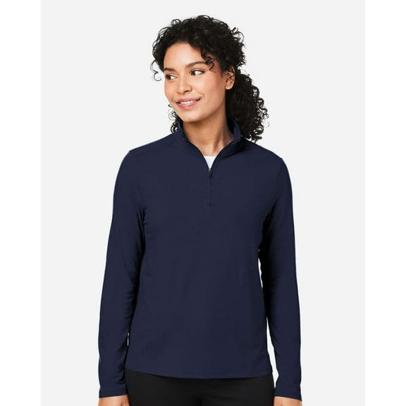 Devon & Jones DG425W Women's Raleigh Stretch Quarter-Zip Pullover-Navy-L