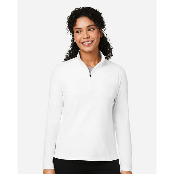 Devon & Jones DG425W Women's Raleigh Stretch Quarter-Zip Pullover-White-XS