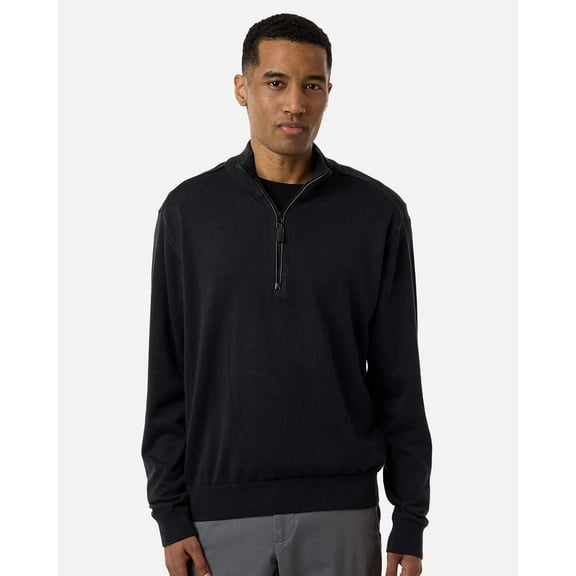 Devon & Jones DG446 Men's New Classics Quarter-Zip Sweater-Black-L