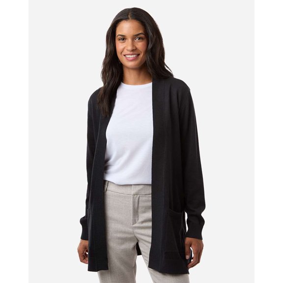 Devon & Jones DG447W Women's New Classics Open Cardigan Sweater-Black-M