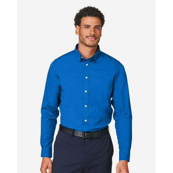 Devon & Jones DG505 Men's CrownLux Performance Spencer Poplin Dress Shirt-French Blue Melange-3XL