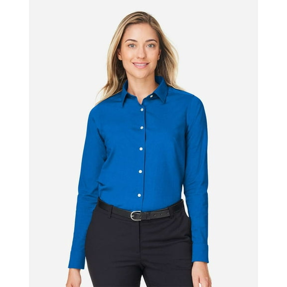 Devon & Jones DG505W Women's CrownLux Performance Spencer Poplin Dress Shirt-French Blue Melange-3XL