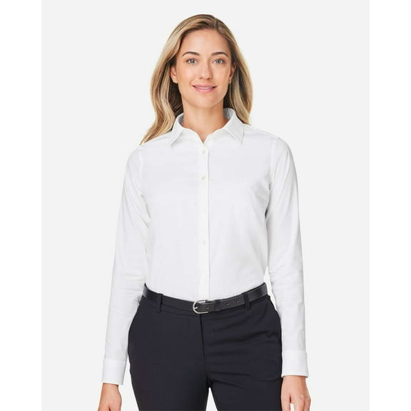 Devon & Jones DG505W Women's CrownLux Performance Spencer Poplin Dress Shirt-White-L