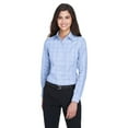 thumbnail image 1 of Devon & Jones DG520W Women's Crown Collection Glen Plaid Woven Dress Shirt-White/ Light French Blue/ French Blue-S, 1 of 3
