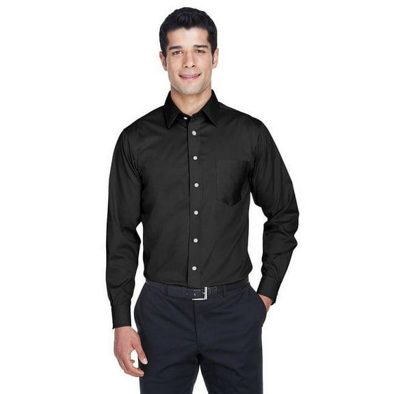 Devon & Jones DG530 Men's Crown Collection Solid Stretch Twill Woven Dress Shirt-Black-3XL