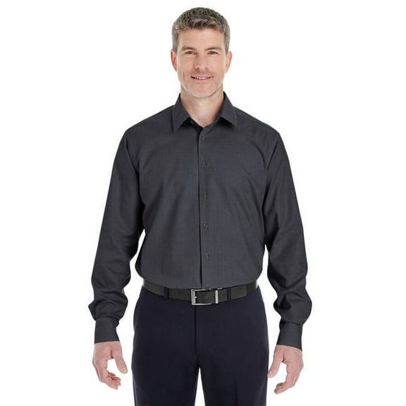 Devon & Jones DG532 Men's Crown Collection Royal Dobby Dress Shirt-Black-M