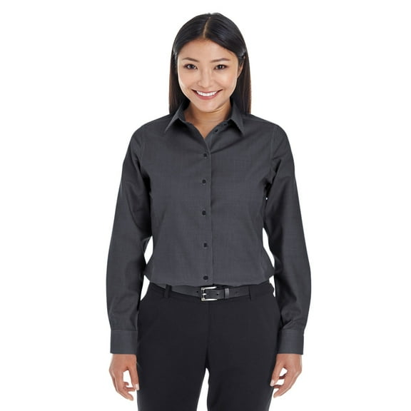 Devon & Jones DG532W Ladies Crown Collection Royal Dobby Shirt - Black - Small