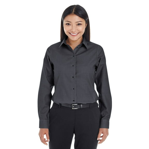 Devon & Jones DG532W Ladies Crown Collection Royal Dobby Shirt - Black - X-Small