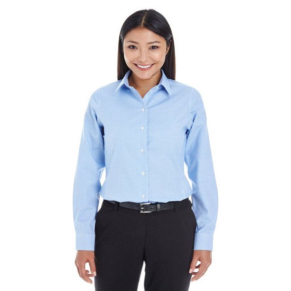 Devon & Jones DG532W Women's Crown Collection Royal Dobby Woven Dress Shirt-French Blue-L