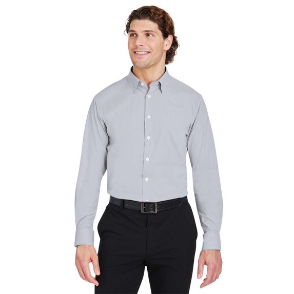 Devon & Jones DG537 Men's CrownLux Performance Microstripe Dress Shirt-Graphite/ White-L