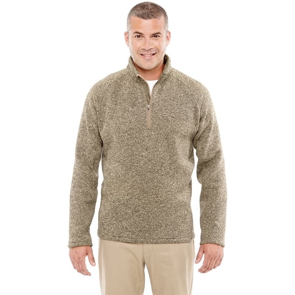 Devon & Jones DG792 Men's Bristol Sweater Fleece Half-Zip - Khaki Heather - Medium