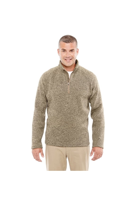 DG792 Men's Bristol Sweater Fleece Half-Zip - Khaki Heather - Medium