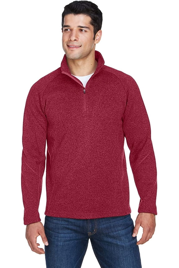 DG792 Men's Bristol Sweater Fleece Half-Zip Red Heather 4XL