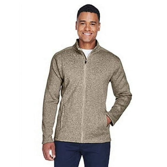 Devon & Jones DG793 Men's Bristol Full-Zip Sweater Fleece Jacket-Khaki Heather-2XL