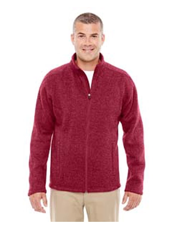 DG793 Devon & Jones Men Bristol Full-Zip Sweater Flece Jacket Red Heather M