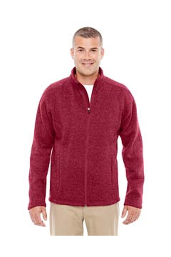 DG793 Devon & Jones Men Bristol Full-Zip Sweater Flece Jacket Red Heather M