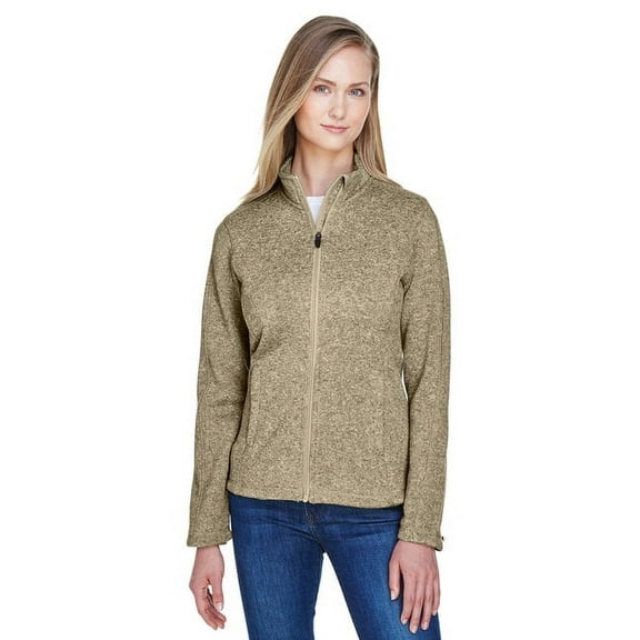 Devon & Jones DG793W Women's Bristol Full-Zip Sweater Fleece Jacket-Khaki Heather-2XL