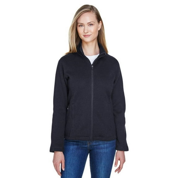Devon & Jones DG793W Women's Bristol Full-Zip Sweater Fleece Jacket-Black-2XL