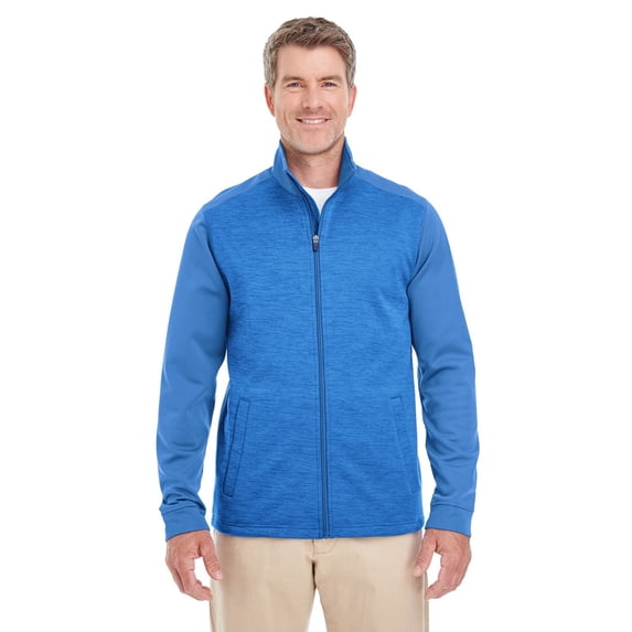 Devon & Jones DG796 Men's Newbury Colorblock Melange Fleece Full-zip - Frch Bl/ F Bl Ht - 4XL