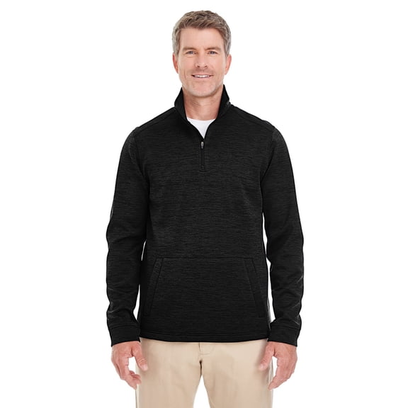 Devon & Jones DG798 Men's Newbury Melange Fleece Quarter-zip - Black Heather - Medium