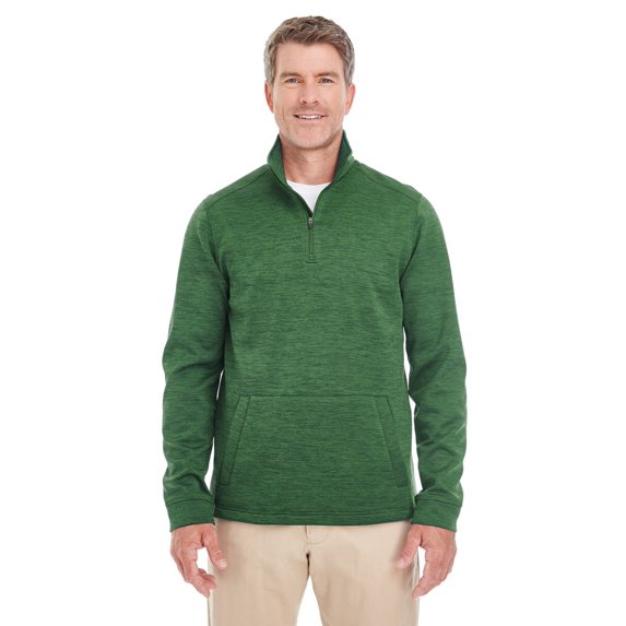 Devon & Jones DG798 Men's Newbury Melange Fleece Quarter-zip - Forest Heather - Medium
