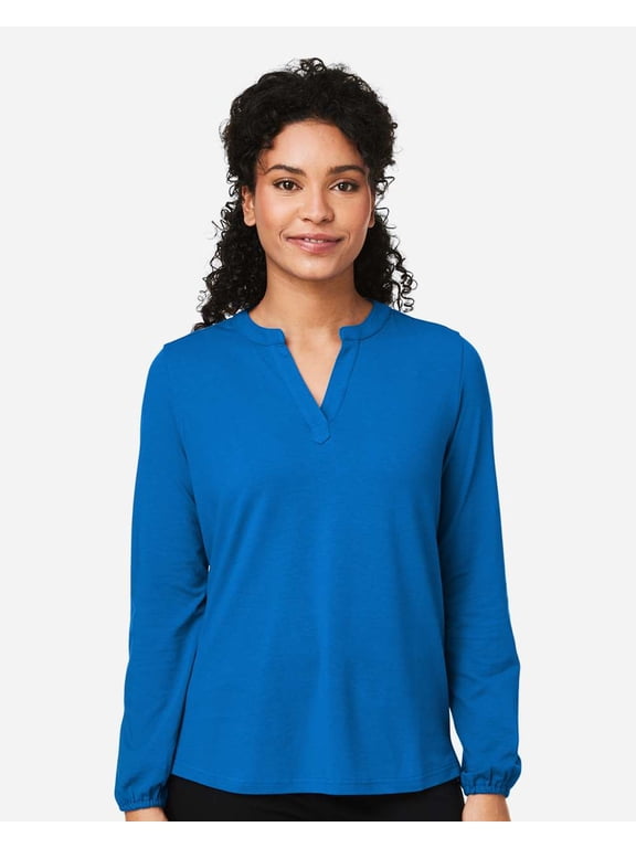 DP122W Women's Raleigh Half-Placket Knit Top-French Blue-3XL