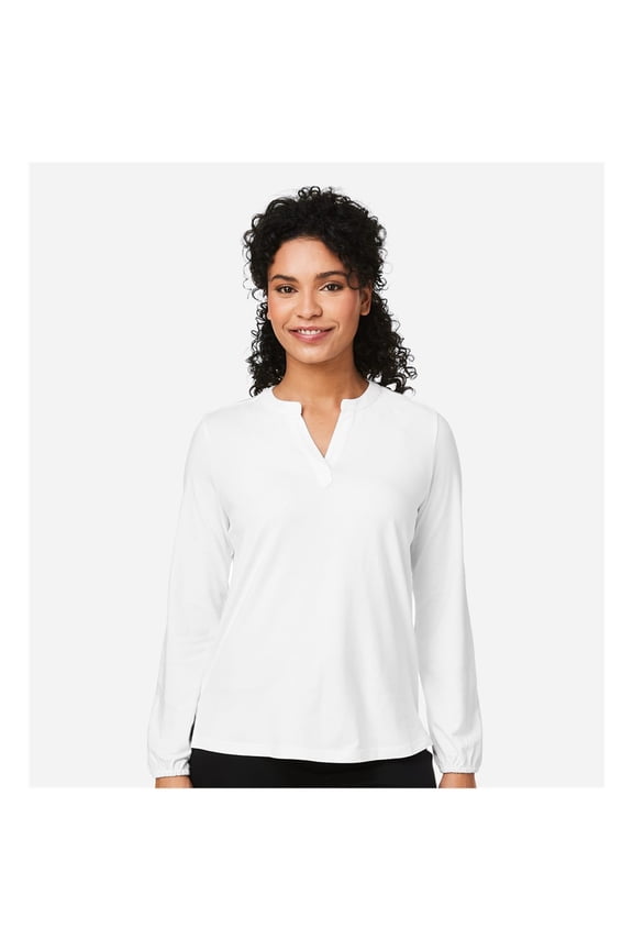 DP122W Women's Raleigh Half-Placket Knit Top-White-2XL