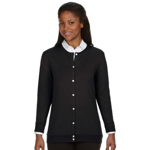 Devon & Jones DP181W Ladies Perfect Fit Ribbon Cardigan - Black - X-Large