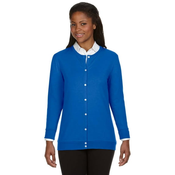 Devon & Jones DP181W Ladies Perfect Fit Ribbon Cardigan - French Blue - X-Large