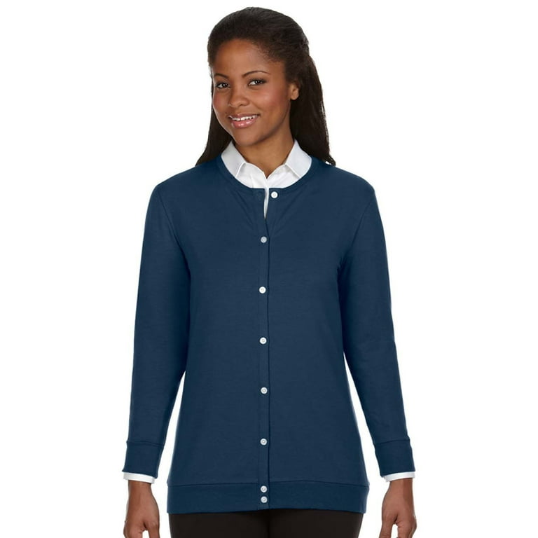 Devon & Jones DP181W Ladies Perfect Fit Ribbon Cardigan - Navy