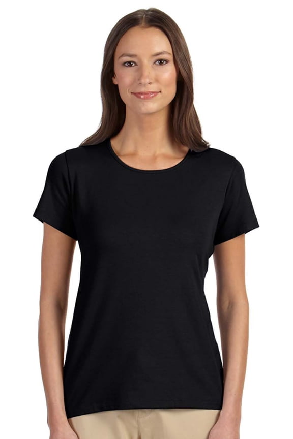 DP182W Ladies Perfect Fit Shell T-Shirt - Black - 2X-Large