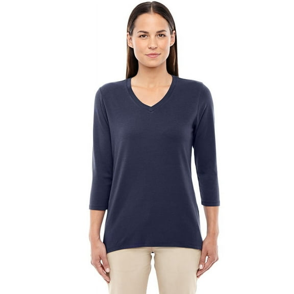 Devon & Jones DP184W Ladies Bracelet Length V-Neck Top - Navy - X-Small